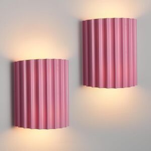 Pink Resin Modern LED Wall Sconces Wall Lighting Set of 2, Indoor Hardwired Wall